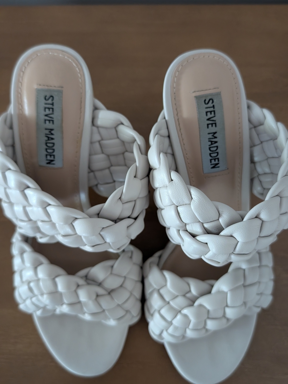 Steve Madden White Braided Slide Sandals - Picture 2 of 9